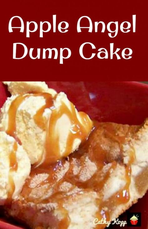 Easy Apple Angel Dump Cake, so delicious with a blob or two of ice cream! Oven or slow cooker, you choose! Apple Sweets, Crustless Pie, Slow Cooker Apple Butter, Angel Food Cake Mix Recipes, Apple Rings, Dump Cakes, Apple Dump Cakes, Slow Cooker Apples, Apple Dessert