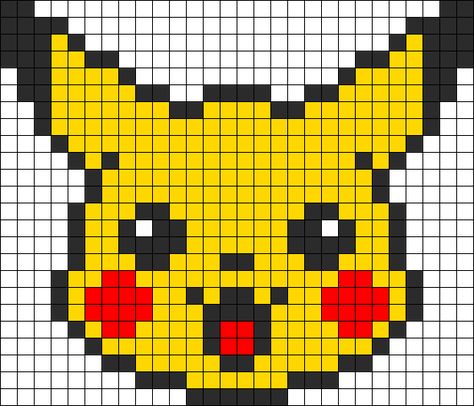 Pikachu Head Perler Bead Pattern / Bead Sprite Pixel Art Pokemon Pikachu, Pixel Art Pikachu, Pikachu Pixel, Perler Beads Ideas, Pokemon Cross Stitch, Modele Pixel Art, Pokemon Bead, Pixel Art Pokemon, Pokemon Perler Beads