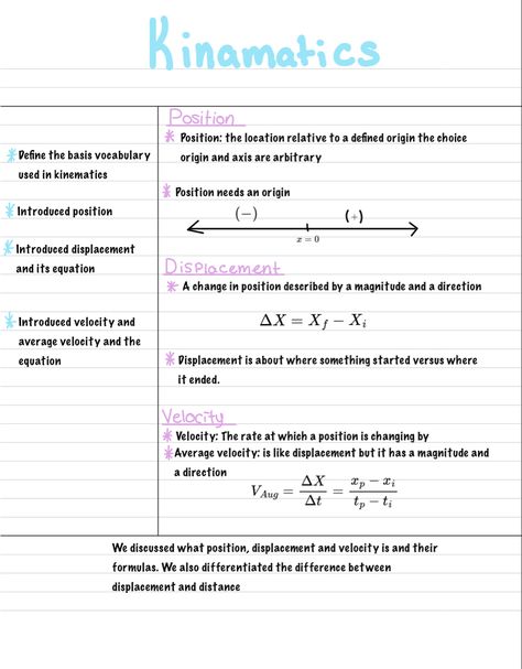 Kinematics Notes, Kinematics Physics Notes, Physics Kinematics, Physics Poster, General Physics, Ipad Notes, Physics Formulas, Physics Notes, First Day Of Class