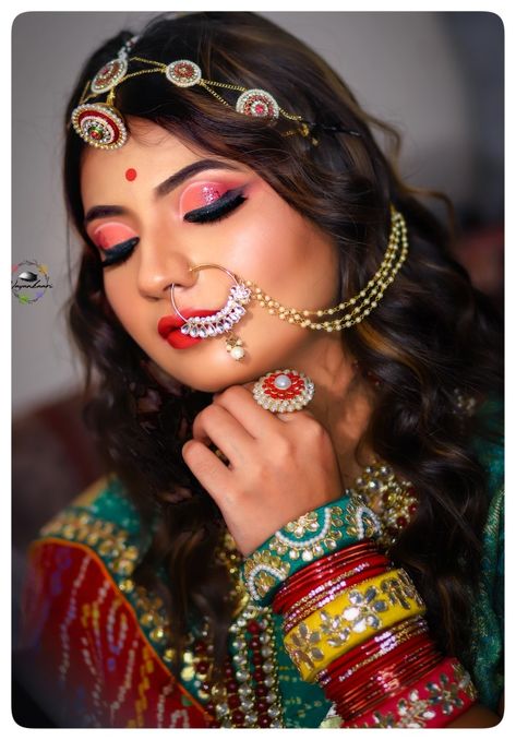 Marwadi Bridal makeup Marwadi Look, Beautiful World, Bridal Makeup, Halloween Face, Face Makeup, Halloween Face Makeup, Nose Ring, Ring, Makeup