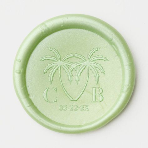 Palm tree monogram with tropical leaves and flowers. Perfect for a beach or tropical themed wedding. #wedding #weddinginvitation #tropicalwedding #palmtree . #Logos #Tropical_Elegant_Wedding_Invitations #Tropical_Engagement_Party #Tropical_Monogram Palm Beach Wedding Invitations, Wedding Invitations Tropical, Tree Monogram, Wax Seal Wedding, Custom Hard Hats, Trees Wedding, Wedding Wax Seal, Custom Wax Seal, Tropical Palm Trees