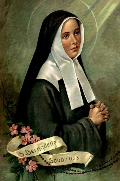 Santa Bernadette, St Bernadette Soubirous, St Bernadette Of Lourdes, Bernadette Soubirous, St Bernadette, Nuns Habits, Vintage Holy Cards, Lady Of Lourdes, Our Lady Of Lourdes