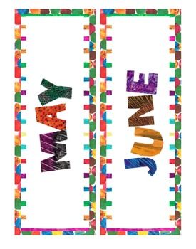 Eric Carle Inspired Calendar Headers - Months of the Year Eric Carle Classroom Decor, Eric Carle Classroom Theme, Hungry Caterpillar Classroom, Eric Carle Classroom, Hungry Caterpillar Activities, Calendar Time, Year Calendar, Crayon Set, Months Of The Year