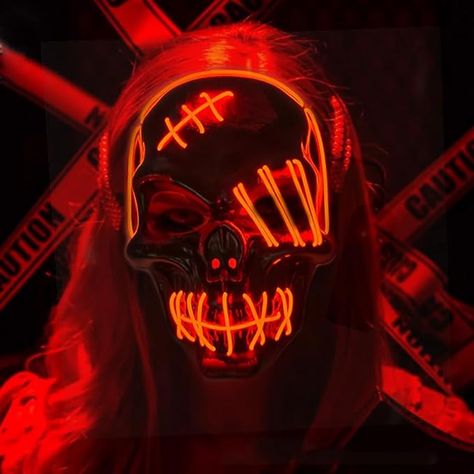 ZOSEN Halloween Mask LED Light up Scary Mask for Cosplay Halloween Costume Masquerade Carnival Parties Glowing Skull, Mask Full Face, Scary Halloween Masks, Costume Masquerade, Carnival Parties, Skeleton Mask, Masquerade Carnival, Mascaras Halloween, Light Mask