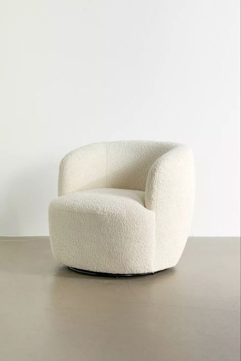 Fuzzy Chair, Boucle Swivel Chair, Urban Outfitters Home, Bedroom Drawing, Home Finds, Neutral Home, Neutral Decor, Chic Furniture, Room Aesthetic