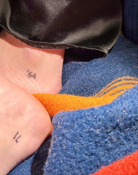 Best Placement For Number Tattoos, Lower Ankle Tattoo, Ankle Number Tattoo, Small Tattoos Numbers, Number Tattoo Ankle, Small Number Tattoo Placement, Fine Line Foot Tattoo, Dainty Foot Tattoos, Fine Line Number Tattoo