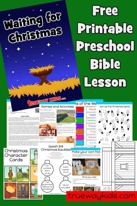 Waiting for Christmas - Preschool Bible lesson for advent. Build your own Nativity. Learn about Old Testament prophecies fulfilled by Jesus. Worksheets, games and activities about more. Christmas Sunday School Lessons, Kids Bible Lesson, Trueway Kids, Christmas Sunday School, Christmas Preschool, Preschool Bible Lessons, Christian Preschool, Waiting For Christmas, Rainbow Activities