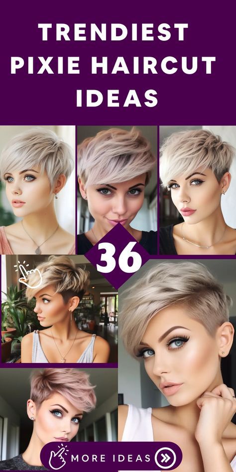 Discover the latest and chicest pixie haircut ideas to elevate your hairstyle game. Opt for a textured pixie cut with choppy layers for a bold and modern appearance that enhances volume and dimension to your locks. Feel daring? Experiment with a pixie cut featuring an undercut for a distinctive and attention-grabbing look. If you prefer a touch of femininity, go for a pixie cut paired with longer bangs that offer versatility in styling options. Pixie Haircut For Full Faces, 2024 Haircolor, Short Hair Pixie Undercut, Growing Out Pixie, Longer Bangs, Growing Out A Pixie, Growing Out Pixie Cut, Feminine Pixie Cuts, 2024 Haircuts