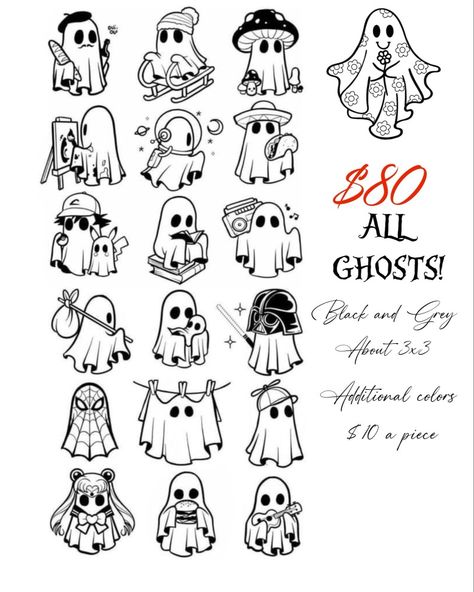 OCT FLASH SALE!! Any ghost tattoo 80 blk n grey about palm size. Stay tuned thru the month for more flash up until Halloween 🎃 !! Ghost Flash Tattoo, Friday The 13th Tattoo Flash, Friday The 13th Flash, Friday The 13th Tattoo, 13 Tattoos, Ghost Tattoo, Tattoo Flash, Friday The 13th, Flash Tattoo