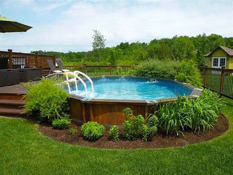 Landscaping Around an Above Ground Pool Ideas De Piscina, Pool Deck Plans, Semi Inground Pools, Balkon Decor, Best Above Ground Pool, Swimming Pool Decks, Swimming Pool Landscaping, Above Ground Pool Ideas, Ground Pool Ideas