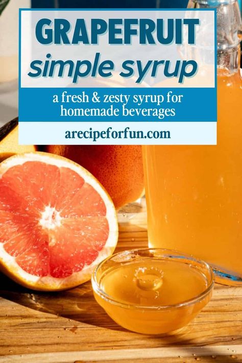 This grapefruit simple syrup recipe is a brilliant way to enjoy the taste of grapefruit in your cocktails, mocktails, and other home crafted beverages without worrying about the sour or sometimes bitter taste of grapefruit. Grapefruit Syrup Recipe, Non Alcoholic Drinks Healthy, Grapefruit Simple Syrup, Simple Syrup For Cocktails, Syrup For Cocktails, White Chocolate Syrup, Grapefruit Recipes, Simple Syrup Cocktails, Cocktails And Mocktails