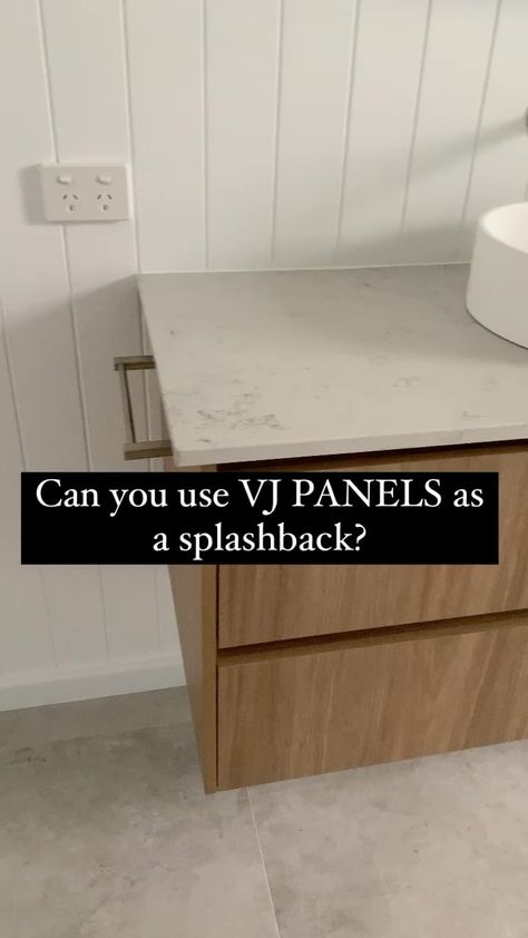 On the Ball Bathrooms | One of the biggest trends we are coming across in the 2020’s using VJ Panels for your bathroom splashbacks This is a bit of a tricky trend… | Instagram Vj Panel Bathroom, Vj Panel Laundry, Vj Wall Bathroom, Vj Panelling Kitchen Splashback, Vj Panelling Bathroom Half Wall, Vj Bathroom, Panelling In Bathroom, Paneling In Bathroom, Bathroom Panelling Ideas