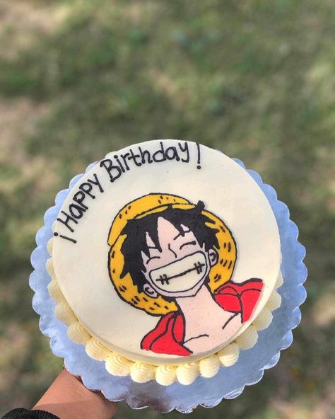 Bf Birthday, One Piece D, Anime Cake, Simple Anime, Funny Birthday Cakes, Simple Birthday Cake, Simple Birthday, Cake Designs Birthday, Anime Food