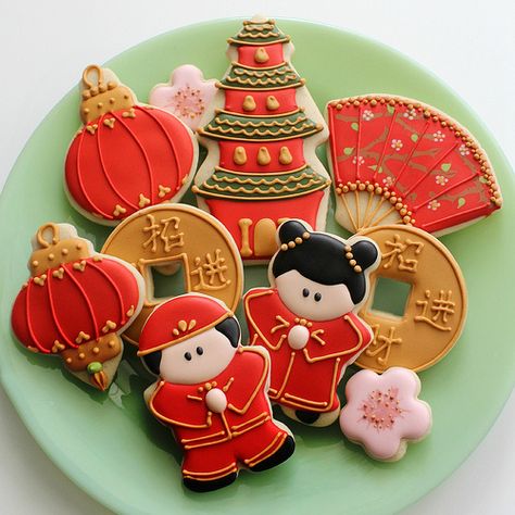 Simple Chinese New Year Cookies Chinese Cookies, New Year Cookies, Chinese New Year Cookies, Chinese Party, Chinese New Year Food, New Years Cookies, Chinese New Year Party, New Year's Cake, New Year's Food