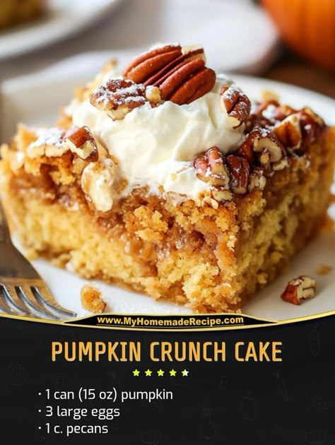 Pumpkin Crunch Cake, Pumpkin Crunch, Crunch Cake, Dessert For Two, Crunchy Pecans, Desserts For A Crowd, Pumpkin Flavor, Delicious Pumpkin, Pumpkin Dessert