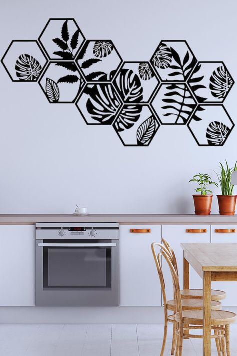 Mdf Cnc Design Patterns, Hexagon Wall Decor, Hexagon Wall Art, Mdf Wall Art, Mdf Wall Decor, Home Wall Painting, Hexagon Wall, Interior Ceiling Design, Cnc Art