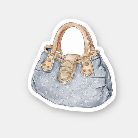 Louis Vuitton Watercolor, Louis Vuitton Jeans, Journal Clipart, Jeans Handbag, Bts Stickers, Gacha Clothes, Fashion Clipart, Watercolor Stickers, Monogram Handbag