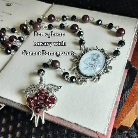 Witchy Artist, Pagan jewelry Here's a look at some of the pieces that I made this week, they are all in my shop Persephone Pomegranate, Pagan Jewelry, Looking For Someone, Prayer Beads, Rosary, Pomegranate, Garnet, Witch, Look At