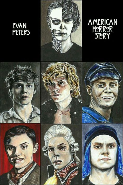 Evan Peters Characters, Ahs Evan Peters, Ahs Fan Art, American Horror Story Art, Ahs Characters, Copic Marker Drawings, Evan Peters American Horror Story, Tate And Violet, American Horror Story 3