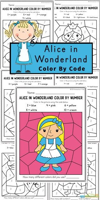 Kids will have fun practicing identifying odd and even numbers with these super cute, free printable Alice in Wonderland worksheets. This Free Color by Number is made especially for preschool, pre-k, kindergarten, and first grade children to help them work on their number recognition as well as to begin learning about odd and even numbers. As students work on these Alice in wonderland worksheets, they will color the spaces to reveal a hidden picture showing a fun character or prop from Alice in Alice In Wonderland Worksheets, Alice In Wonderland Activities For Kids, Alice In Wonderland Crafts For Kids, Alice In Wonderland Activities, Alice In Wonderland Classroom Theme, Alice In Wonderland Free Printables, Alice In Wonderland Classroom, Prek Printables, Free Color By Number