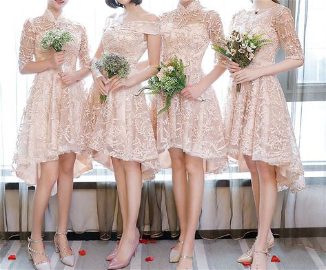 Japanese Bridesmaid Dresses, Bridesmaid Dresses Asian, Korean Wedding Bridesmaid, Feminine Bridesmaid Dresses Mini Length, Bridesmaid Dresses Philippines, Chic A-line Bridesmaid Mini Dress, Asian Bridesmaid Dresses, Long Sleeve Bridal Dresses, Cocktail Bridesmaid Dresses