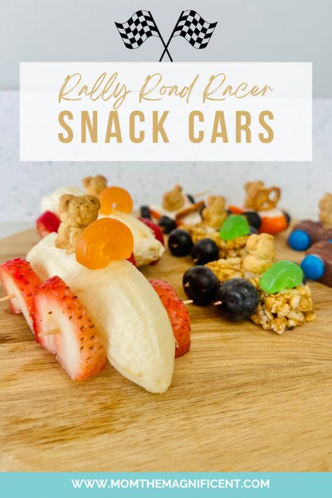 Rally Road Racers – DIY Snack Cars! Easy race car snacks that kids will love. #racecar #snacks #easysnacks Race Car Snacks, Nascar Snacks, Transportation Snacks, Savory Snack Ideas, Diy Race Car, Art Snacks, Car Snacks, Hotwheels Birthday Party, Transportation Unit