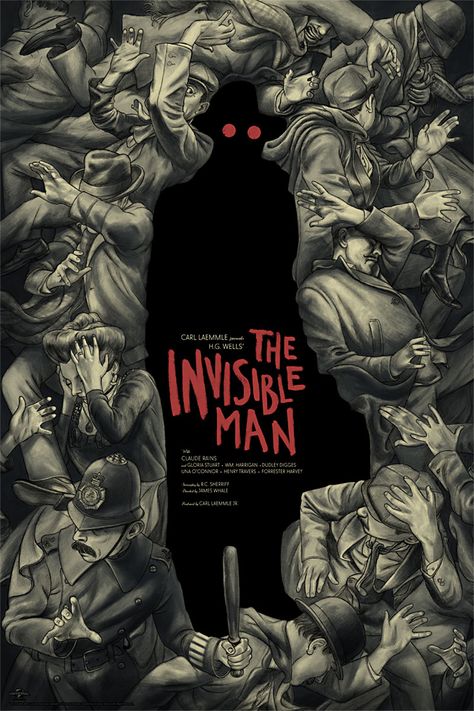 The Invisible Man Poster, Men In Black Poster, Gestalt Poster, The Invisible Man Book, Comic Book Cover Art, Mondo Posters, Poster Grafico, The Invisible Man, Poster Graphic Design