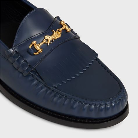 Celine Luco Sulky Loafer in Polished Calfskin - Navy | CELINE Celine Shoes, Moccasin Shoes, Shoes 2022, 2022 Ss, Flats For Women, 2023 Ss, Moccasins Shoes, Yourself Quotes, Flats Sandals