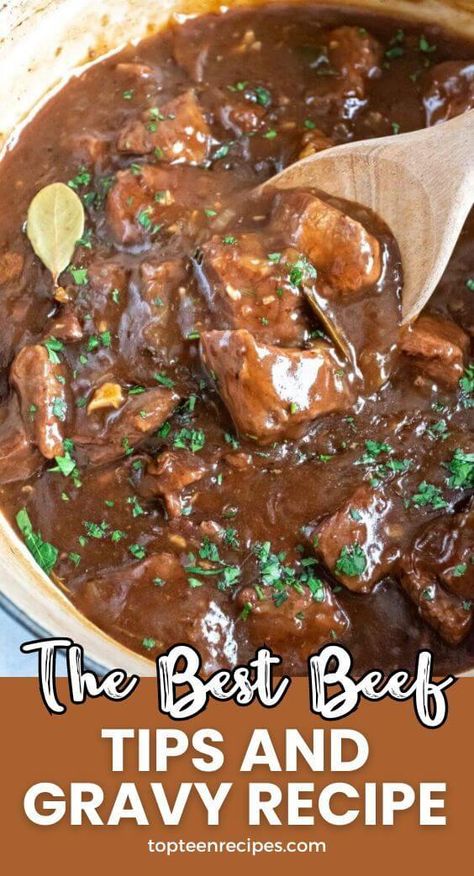 The BEST Beef Tips and Gravy Recipe - Top Recipes Beef And Gravy Crockpot, Beef Tips And Gravy Crockpot, Best Beef Tips And Gravy, Beef Tips Crock Pot Recipes, Best Beef Tips, Crockpot Beef Tips And Gravy, Beef Tips And Gravy Recipe, Crockpot Beef Tips, Beef Tips Recipe