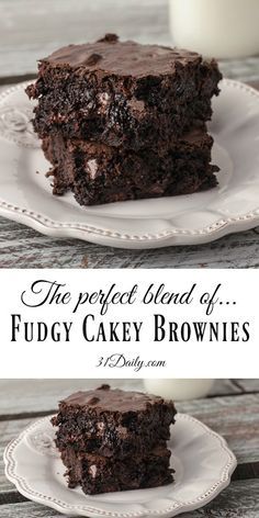 Fudgy Cakey Family Size Decadent Brownies | 31Daily.com Mario Recipes, Cakey Brownies, Decadent Brownies, Dessert Mix, Cake Brownie, Nutella Desserts, Homemade Brownies, Best Brownies, Bar Recipes