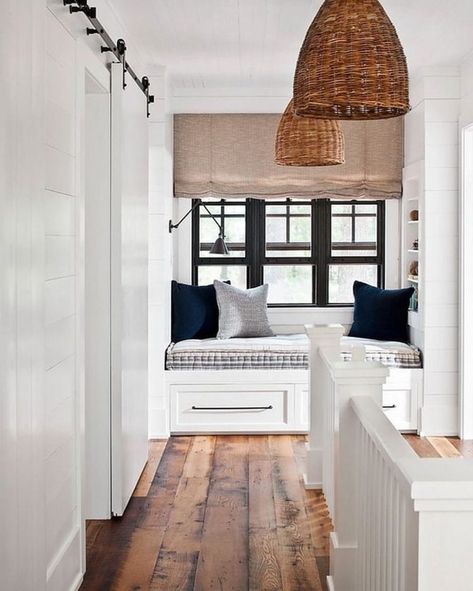 Design Inspiration: Creating Cozy Built In Window Seating - Kristina Lynne Bench Window, Wide Plank Hardwood Floors, Muskoka Cottage, Window Bench, Stunning Homes, Window Benches, Rattan Pendant, Bedroom Walls, Banquette Seating