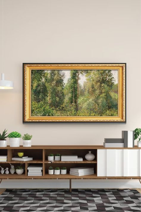 Spring Art Samsung Tv Frame Nature Oil Paint Frame Tv Samsung - Etsy Tv With Painting Frame, Tv Painting Frame, Samsung Tv Frame Art, Gold Frame Tv, Sage Couch, Television Frame, Art Gold Frame, Frame Tv Samsung, Frame Tv Artwork