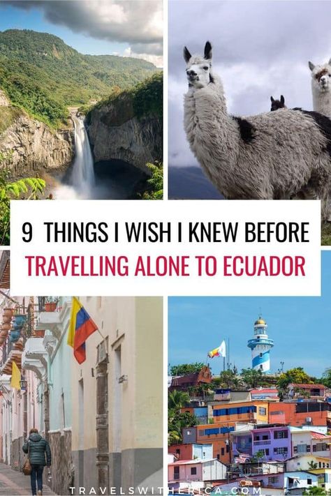 Are you planning a trip to Ecuador? Click through to learn everything you need to know about backpacking in Ecuador alone. This complete guide includes everything I wish I knew before backpacking Ecuador alone including safety tips, money tips, transportation tips, and what you should and shouldn't miss out on when in Ecuador. I bust some of the most common Ecuador travel myth, so you can plan the perfect solo trip to Ecuador! via @Travels with Erica Equador Travel, Travel Ecuador, Otavalo Ecuador, South America Travel Itinerary, Backpacking South America, Bolivia Travel, South America Destinations, Ecuador Travel, Chile Travel