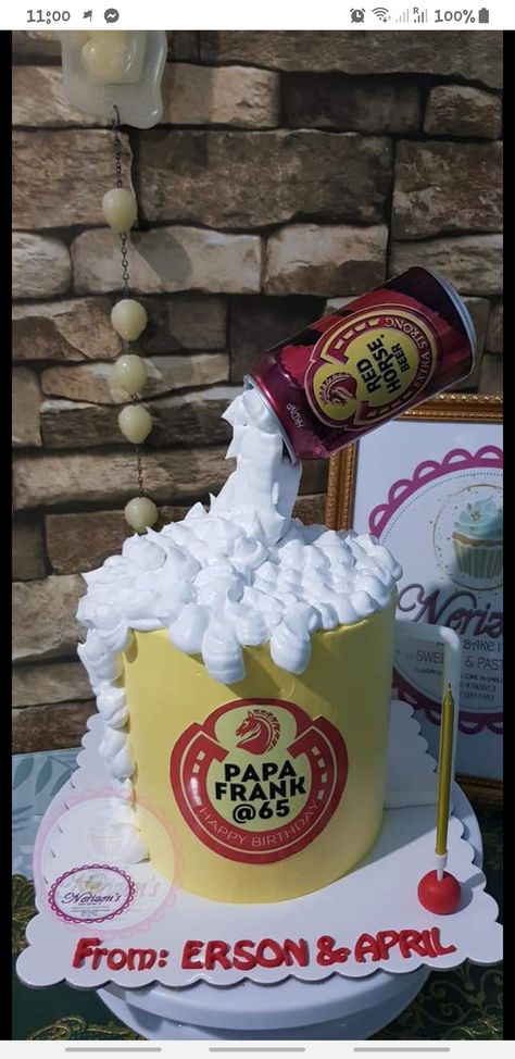 Red horse beer themed cake Redhorse Beer Cake Design, Red Horse Theme Cake, Red Horse Cake Design, Liquor Theme Cake, Red Horse Beer Cake, Liquor Cake Design, Beer Theme Cake, Beer Themed Cake, Motorcycle Birthday Cakes