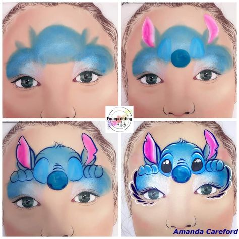 Stitch Face Paint, Ghost Butterfly, Disney Face Painting, Easy Halloween Face Painting, Face Painting Images, Stitches Makeup, Animal Face Paintings, Face Painting Tutorials, Face Painting Easy