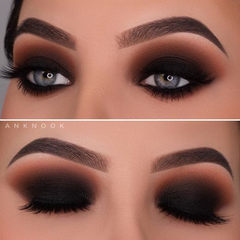 Machiaj Smokey Eyes, Black Smokey Eye Makeup, Maquillage Yeux Cut Crease, Smokey Makeup, Mekap Mata, Black Smokey Eye, Black Smokey, Smink Inspiration, Smoky Eyes