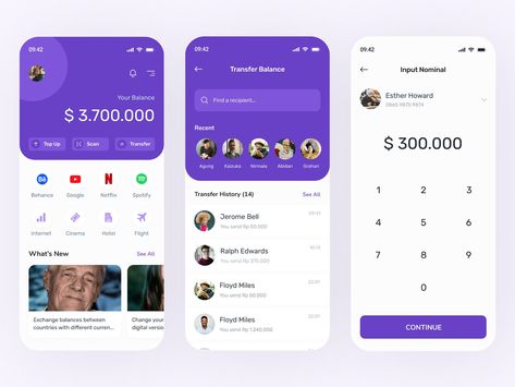 E-Wallet App by Nura on Dribbble App Home Screen, Online Wallet, Mobile App Ui, Ui Design Inspiration, App Ui Design, App Ui, Mobile Design, Ui Ux Design, Ux Design