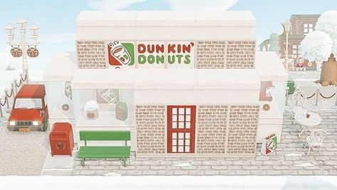 Animal Crossing Dunkin Donuts Design, Christmas Island, Happy Home Designer, H Town, Winter Christmas, Animal Crossing, Donuts, Christmas Themes, Building