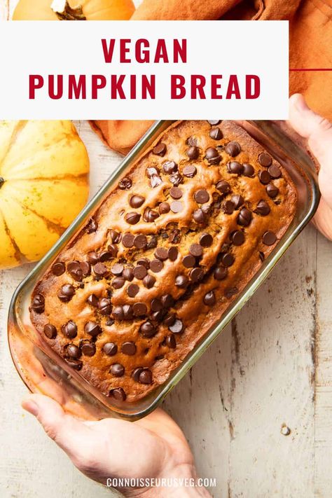 Dairy Free Pumpkin Bread, Vegan Pumpkin Bread Recipe, Pumpkin Bread Egg Free, Pumpkin Bread No Eggs, Easy Vegan Pumpkin Bread, Vegan Pumpkin Chocolate Chip Bread, Vegan Pumpkin Bread Healthy, Vegan Chocolate Chip Pumpkin Bread, Vegan Oil Free Pumpkin Bread