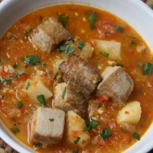 Spanish Basque Tuna Stew Recipe with Peppers & Potatoes (Marmitako) Tuna Stew, Peppers And Potatoes, Seared Tuna Steaks, Basque Food, Fish Stew Recipes, Tuna Steak, Potato Stew, Seared Tuna, Fish Stew