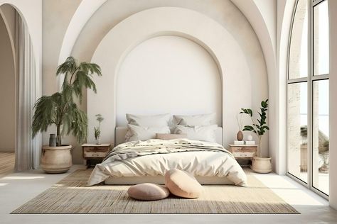 Modern interior bedroom design with arch Arch Bedroom Design, Interior Bedroom Design, Interior Bedroom, Interior Design Bedroom, Bedroom Interior, Modern Interior, Bedroom Design, The Modern, Arch