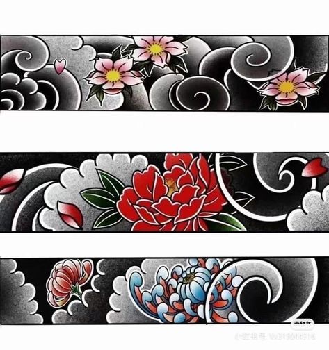 Chinese Arm Band Tattoo, Japanese Arm Band Tattoo Design, Japanese Arm Band Tattoo, Japanese Band Tattoo, Japanese Armband Tattoo, Japanese Arm Band Tattoos For Men, Japan Flower Tattoo, Japanese Flower Tattoo, Forearm Band Tattoos