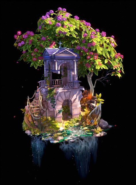 80.lv articles how-to-create-a-3d-diorama-with-just-colors Building Diorama, 8bit Art, Isometric Art, 3d Modelle, Fantasy House, Game Concept Art, Fantasy Art Landscapes, Environment Design, 판타지 아트