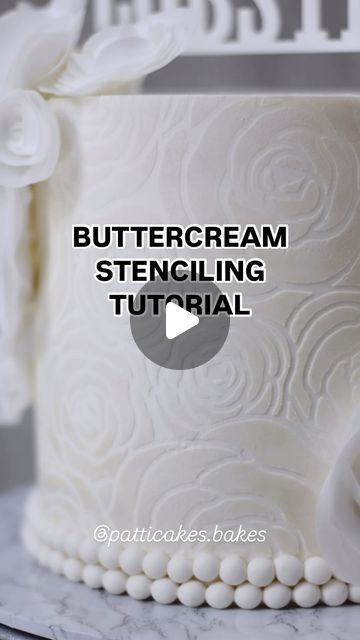 Patti Cakes Bakes | Cake Content Creator & Educator on Instagram: "STENCILING 101 👇👇

Here are my steps for creating the perfect buttercream stencil:

1. Make sure your cake is fully set and the buttercream nice and chilled. You can use the freezer to save time but I prefer a longer time in fridge just to reduce chances of condensation.

2. Rub vegetable shortening on the entire backside of the stencil. This will not only help the stencil stick closely to the side of the cake, but also help prevent the base buttercream from pulling up with the stencil.

3. Apply buttercream to the entire stencil design and slowly and evenly scrape away the excess until a thin even layer remains.

4. Keep your scraper angled closely to the cake to reduce the risk of catching and bending any edges of the s Elegant Buttercream Cake, How To Use Cake Stencils, Stencil Cake Design Buttercream, Cake Stencil Designs, Stencil On Cake, Cake Stencils Buttercream, Stencil Cake Design, Stencil Cake, Vegetable Shortening