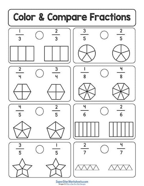 Parts Of A Whole Fractions Activities, 2nd Grade Fractions Worksheets, 3rd Grade Math Worksheets Free Printable, Comparing Fractions 4th Grade, Equal Fractions, Third Grade Fractions Worksheets, Compare And Order Fractions, Fractions Worksheets Grade 3, Free Fraction Worksheets