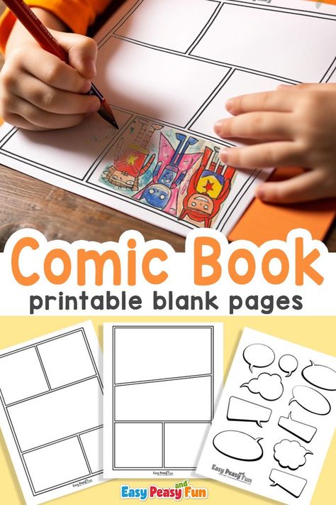 Free Printable Comic Book Blank Pages Comic Book Crafts, Make A Comic Book, Love Comic, Comic Book Template, Comic Book Drawing, Printable Christmas Coloring Pages, Fruit Coloring Pages, Free Comic Books, Comic Book Pages