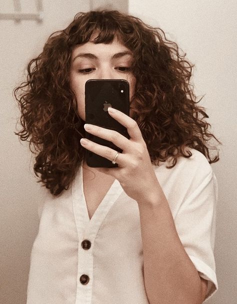 Short Bangs On Curly Hair, Choppy Bangs Curly Hair, Short Bangs With Curly Hair, Micro Bangs On Curly Hair, Curly Hair With Baby Bangs, Mini Bangs Curly Hair, Curly Hair Baby Bangs, Curly Hair With Short Bangs, Curly Microbangs