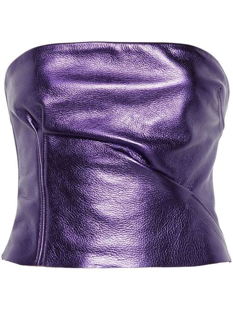 Leather Tops Women, Laquan Smith, Leather Bustier, Strapless Bustier, Boned Bodice, Costume Intero, Iconic Bags, Demi Fine Jewelry, Purple Leather