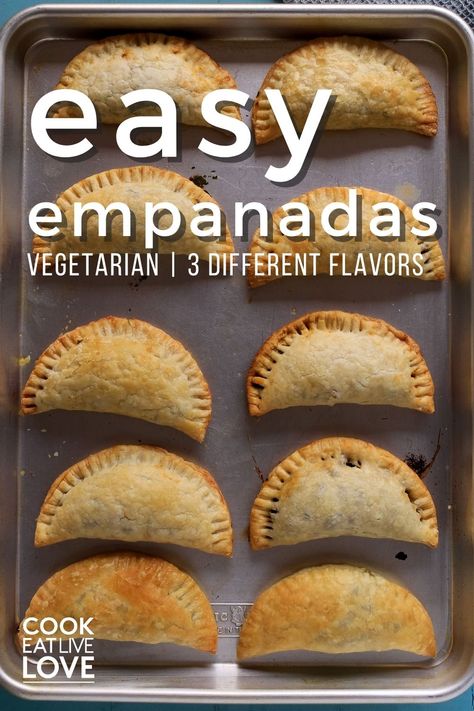 Black Bean Empanadas Recipe, Veggie Empanadas Filling, Lentil Empanadas Recipe, Empenada Recipe Vegetarian, Bean Empanadas Recipe, Oven Baked Empanadas, Make Ahead Empanadas, Low Calorie Empanadas, Corn And Cheese Empanadas