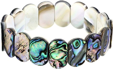 Amazon.com: Falari Abalone Stretch Elastic Bracelet Round B0550: Clothing, Shoes & Jewelry Abalone Shell Bracelet, Abalone Bracelet, Surfer Jewelry, Water Witch, Bracelets Cute, Bones Bracelet, Jewelry Display Cards, Seashell Jewelry, Statement Choker Necklace